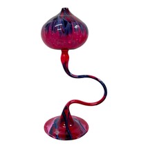 Flame Glow by Penco Handblown Art Glass Candle Oil Lamp Blue Red Swirl G... - $23.36