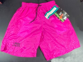 Union Jack Soccer Shorts Youth Large Pink Neon 1980s Draw string Vintage... - $29.65