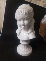 Vintage Ceramic Boy &amp; Girl Bust Statues White Pedestal Bust Cottage French - £22.17 GBP