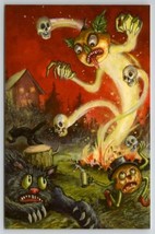 Matthew Kirscht Halloween Wrong Place and Time JOL Fire Shiverbones Postcard MK - £37.53 GBP