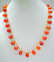 vintage carnelian gemstone faceted drops beads necklace ECL strand - $108.90