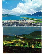 2 Color Postcard Hong Kong Kai Tak Airport at Day and at Night Unposted - £3.90 GBP