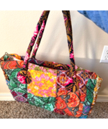 Vtg A.B. Sutton &amp; Son Patchwork Large Duffle Bag shoulder Boho lined Hon... - $32.80 CAD