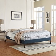Tessie King Fabric Bed Frame with Squared Tapered Legs Azure MOD-5901-AZU - £178.99 GBP