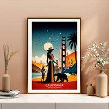 California Travel Poster: Vintage Golden Gate Bridge Art Deco Adventures... - €4,33 EUR