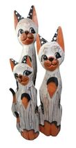 Balinese Wood Handicraft Polka Orange Feline Cat Family Set of 3 Figurin... - €43,22 EUR