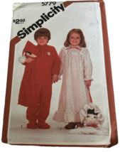 Simplicity Sewing Pattern 5779 Toddlers Pajamas Nightgown Pajama Bag Boy Girl 3T - £5.58 GBP