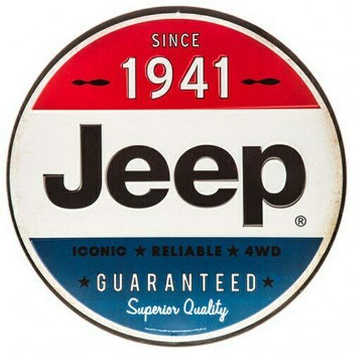 Primary image for Jeep Since 1941 Vintage Look Embossed Round Metal Sign CJ Wrangler 4WD NEW H12