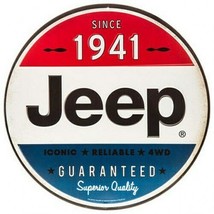 Jeep Since 1941 Vintage Look Embossed Round Metal Sign CJ Wrangler 4WD N... - $23.33