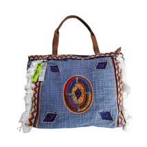 Sam Edelman Titian Handbag Boho Denim Multi Fringe Embroidered Beaded $178 - £53.86 GBP