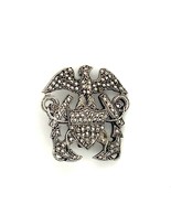 Vintage Signed Sterling USN United States Navy Logo Facet Marcasite Pin ... - $1,592.83 MXN