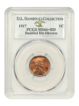 1917 1c PCGS MS66+ RD (Doubled Die Obverse) ex: D.L. Hansen - £40,059.09 GBP