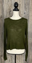 FOREVER 21 Sweater Womens Medium Cropped Popover CrissCross Back Greenis... - $13.86