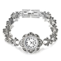 Luxury Antique Tibetan Silver Wrist Watch Turkish Rhinestone Bracelet For Women  - £16.57 GBP