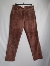 Margaret Godfrey Leather Pants Womens 14 Brown Straight Leg Lined Biker ... - $37.52