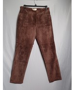 Margaret Godfrey Leather Pants Womens 14 Brown Straight Leg Lined Biker ... - $37.52