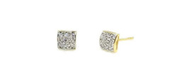 ADIRFINE 10K Solid Gold Square 4.5mm Micro Pave Cubic Zirconia Stud Earrings - £48.06 GBP