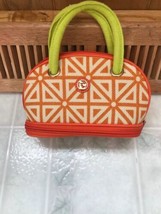 SPARTINA DAUFUSKIE Cream Orange Green LINEN DOUBLE HANDLE COSMETIC BAG zip - £18.90 GBP