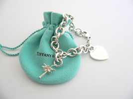 Tiffany &amp; Co Silver Heart Palm Tree Bracelet Bangle Charm Gift Pouch Love 2 in 1 - £354.34 GBP