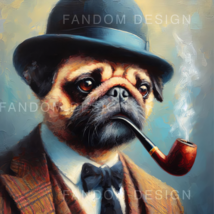 Aristocrat Pug Dog Paint, PRINTABLE wall art, Vintage Art Style, High Resolution - £2.74 GBP