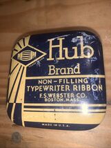 VINTAGE ADVERTISING HUB  BRAND  TYPEWRITER RIBBON   TIN  S-687 Box Only - $11.88