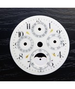 Antique Triple Date &amp; Moon Phase Pocket Watch Enamel Dial 43mm - $263.60 CAD