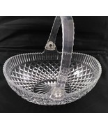 Hoya Lead Crystal Glass Basket w/ Plastic Handle 1960&#39;s Vintage - £9.56 GBP