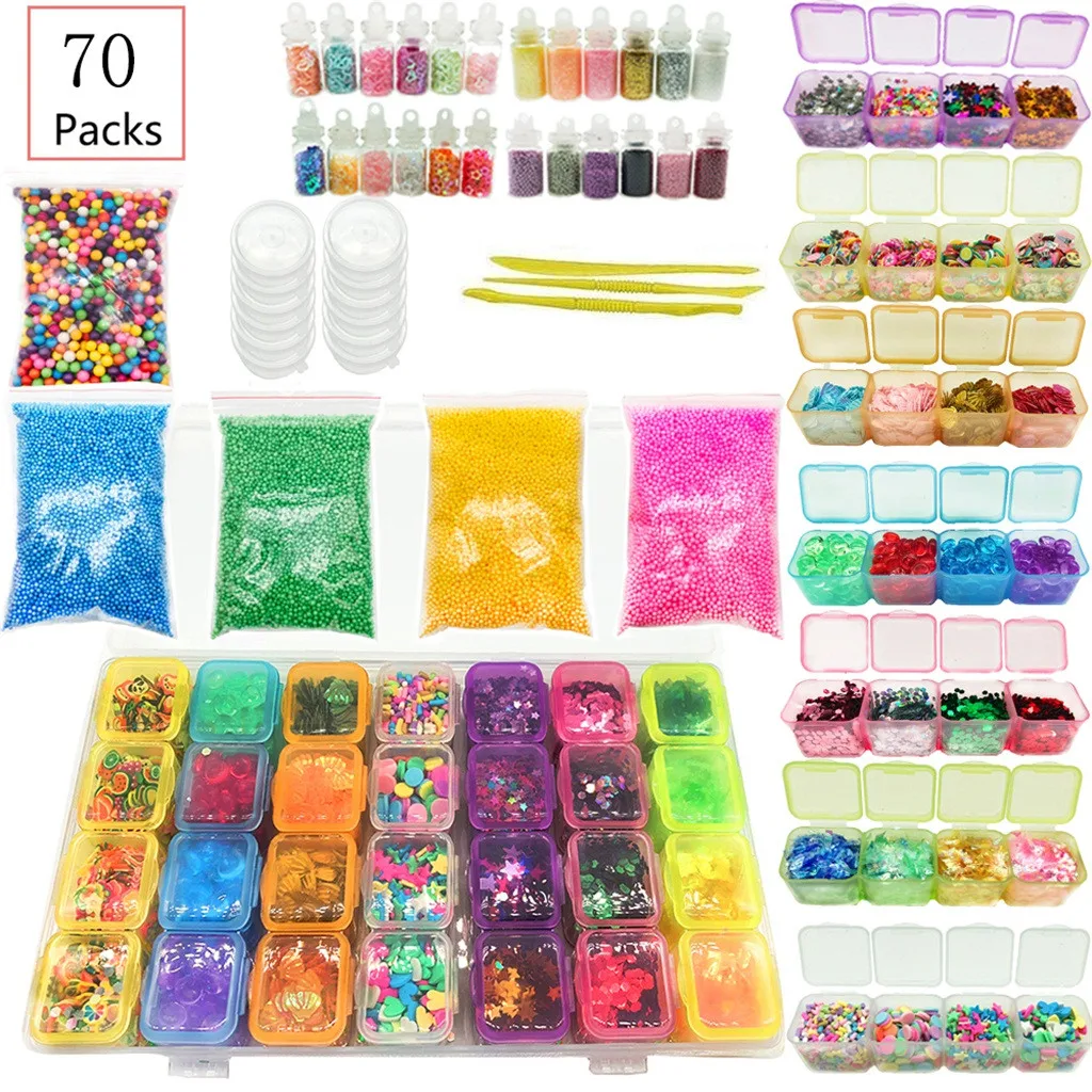 E kit supplies clear crystal slime making kit slime foam beads glitter funny slime toys thumb200