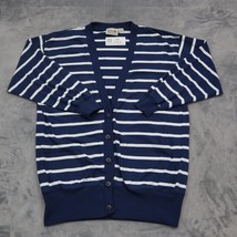 Stefano Sweater Womens M Blue White Striped Button Up Long Sleeve Cardigan - £17.85 GBP