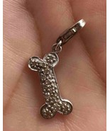 Fine 14K White Gold Pave Diamond Dog Bone Charm for Bracelet - $159.90 CAD