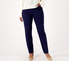 Susan Graver Tall Smart Ponte Knit Slim Leg Pant Navy Tall 4X A523954 - £32.45 GBP