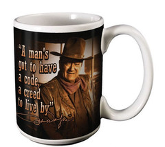 John Wayne Western Photo Image Creed to Live By Two-Sided 14 oz Ceramic ... - $9.74