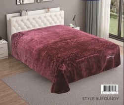Flowers Burgundy Color Number One Embossed Plush Blanket Softy &amp; Warm King Size - £54.52 GBP