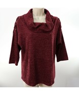 Ember Womens Laced Shoulder Knit Top Shirt L Large Cowl Neck Burgundy So... - $26.76