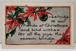Christmas Greetings to Our Friends Poinsettias Postcard E15 - £3.09 GBP