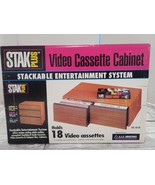 VHS Video Cassette Cabinet Stackable Vintage 1993 Stak Plus NOS Holds 18... - $26.19 CAD