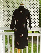 Asian Dress Vintage Cheongsam Dress Quilted Dress Chinese Black Silk  Size 8 - £159.87 GBP