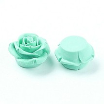 5 Mint Green Rose Flower Cabochons Resin Flatbacks 31mm Flat Back Glue On Large - £1.55 GBP