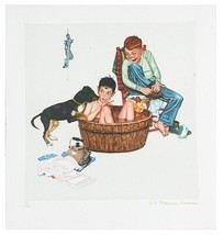 &quot;Lickin&#39; Good Bath&quot; by Norman Rockwell Lithograph on Arches Paper Ettinger Inc - $940.52