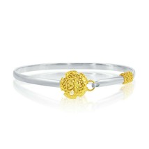 Double Tone Sterling Silver Gold Plated Charms Rope and Sand Dollar Hook Bangle - £97.57 GBP
