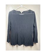 Eileen Fisher Linen Nylon Blend Black Knit Top Shirt Organic Cotton Wome... - $61.91 CAD