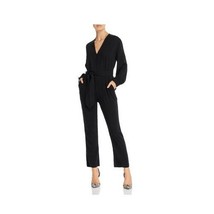 Aqua Womens L Black Surplice Neck Long Sleeve Cropped Leg Jumpsuit NWT BB23 - $839.31 MXN