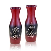 Captivating Hibiscus Flower Red and Black 8-inch Mango Tree Wood Set of ... - $23.75