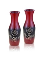 Captivating Hibiscus Flower Red and Black 8-inch Mango Tree Wood Set of ... - £16.93 GBP