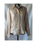 Calvin Klein Womens Metallic Beige Button Front Shirt Long Sleeve Collared - $598.38 MXN