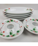 Vintage 1960 Christmas Holly Porcelain Dishes &amp; Candle Holders SET by Jo... - $35.53