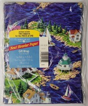 American Greetings Forget Me Not Boats in Bay Wrapping Paper 2 Sheets 8.... - £7.88 GBP