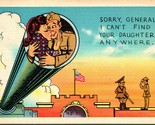 Vtg WW2 Comic Military Linen Postcard - Sorry General I Can&#39;t Find Your ... - $8.86