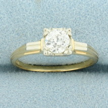 Antique Solitaire Old European Cut Diamond Engagement Ring in 14K Yellow Gold - £1,074.64 GBP