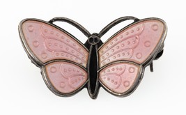 Aksel Holmsen Rosa Emaille Schmetterling Brosche IN Sterling Gemacht IN ... - $136.95